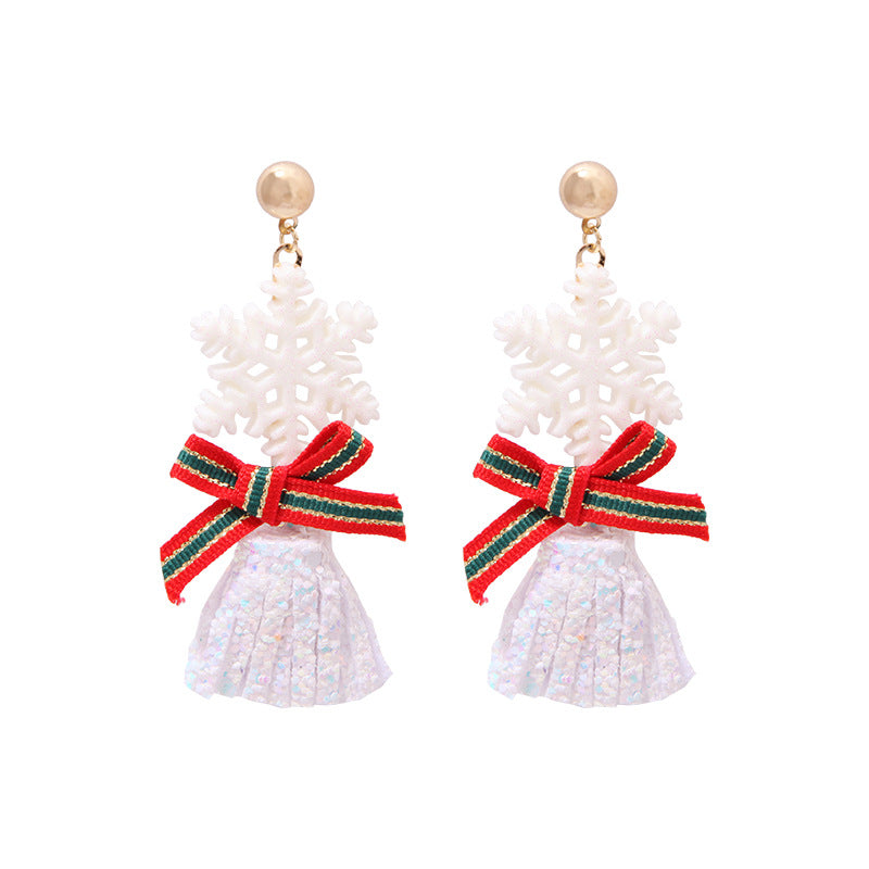 Wholesale 2 Pairs/pack Christmas Deer Gingerbread Man Bell Alloy Earrings